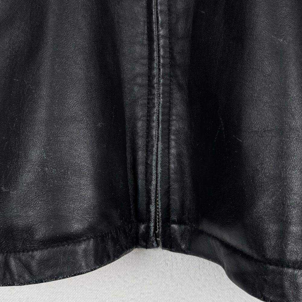 Trader Bay Leather Jacket Mens‎ Size XL Black Full Zip Heavyweight Flight Bomber - Picture 6 of 9